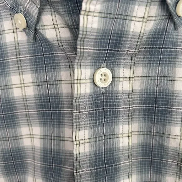 Nautica XXL Button Up Short Sleeve Shirt 80s Two Ply Cotton Blue Plaid - Picture 4 of 7